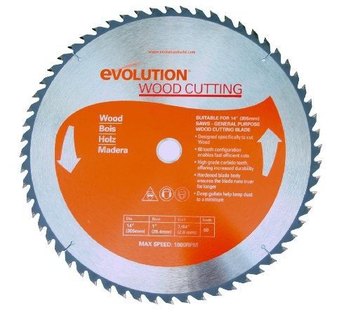 Evolution Power Tools 14BLADEWD 14-Inch Wood Cutting Blade with 1-Inch Arbor