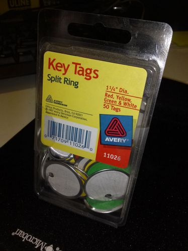 Avery Metal Rim Tags, Red,Yellow,Green,White, 1-1/4&#034;, Strung, 50 Pack AVE11026
