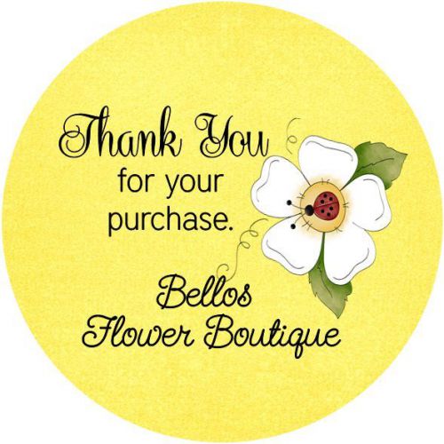 CUSTOMIZED BUSINESS MAGNOLIA FLOWER #3 - THANK YOU STICKER LABELS