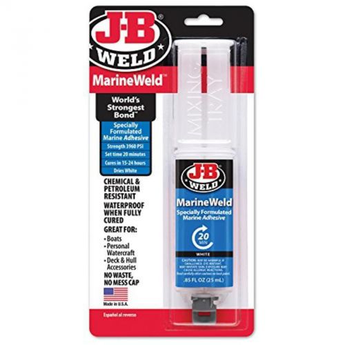 Marineweld marine adhesive epoxy syringe - dries white - 25ml j-b weld 50172 for sale
