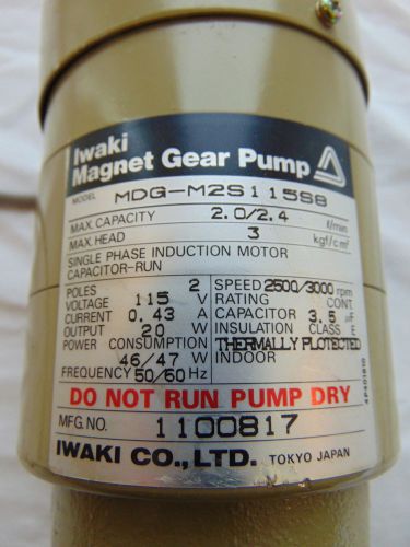 Iwaki Magnet Gear Pump, MDG-M2S115S8