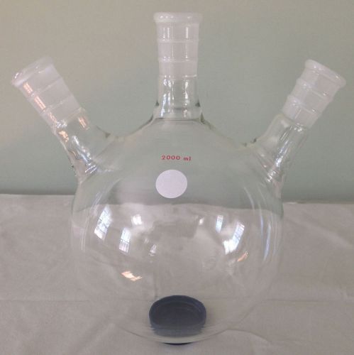 2 Liter Round Bottom Boiling Flask 2000ml - 3 Neck - 24/40 Unknown Manufacturer