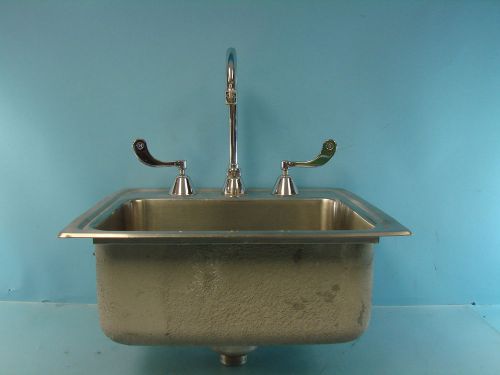 Stainless Steel Elkay Lustertone Commercial Sink with SoftFlo Faucet.