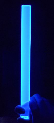 Clear blue fluorescent acrylic plexiglass lucite rod 1” diameter 18” inch long for sale