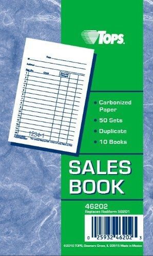 TOPS Sales Order Books, 2-Part, Carbonized, 3-3/8 x 5 Inches, White/Canary, 50