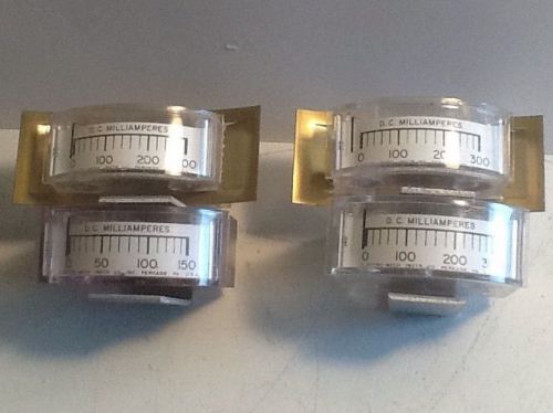 4 Vintage EMICO D. C. MILLIAMPERES Meters 0 - 300 &amp; 0 - 150 ( V G Condition )