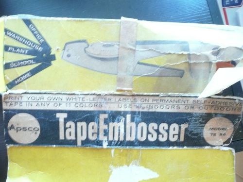 Vintage used Apsco Tape Embosser with box and 6 Dymo refills