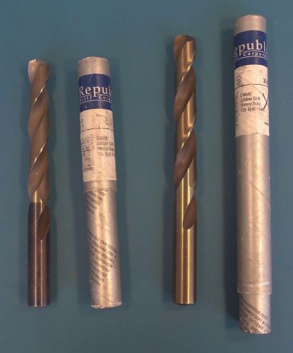 Set of 2 Republic Drill Corporation Cobalt Jobber Drill; 300C 11/16 &amp; 41/64