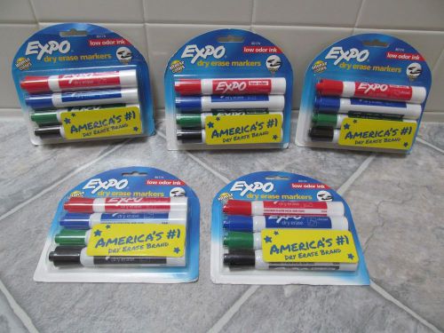 Expo Low-Odor Dry Erase Markers,Chisel Tip, Assorted Colors (80174) LOT OF 5 =20