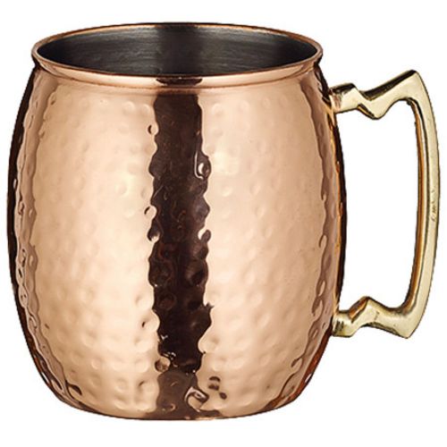 Winco CMM-20H, 20-Ounce Hammered Moscow Mule Mug, with Brass Handle, Copper-Plat