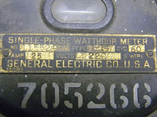 General Electric I-14 3 Wire Watthour Meter 25 Amps 220 Volts