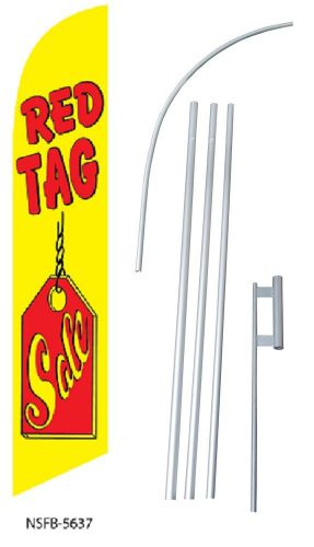YELLOW Red Tag Sale Sign Swooper Feather Flag Super Banner / Pole / Spike