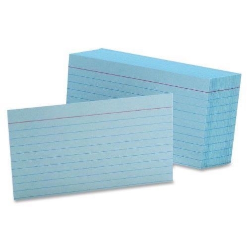 Oxford 7321BLU -Colored Ruled Index Cards 3 x 5 Blue 100/Pack