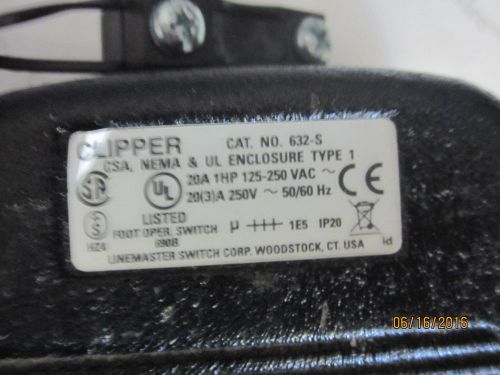 Linemaster 632-S Clipper Foot Switch, Momentary, SPDT, 125-250VAC, *No Cable*