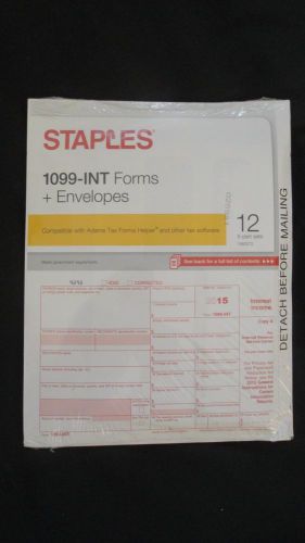 12 Count Pack of Staples 2015 IRS Tax 1099-Misc 5-Part Form Sets &amp; 12 Envelopes