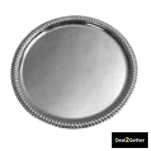 Round Tray Chrome Plated Classic Gadroon Edge Tabletop Serveware Kitchen Tool