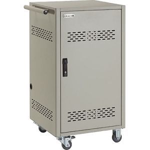 Black Box Charging Cart - Steel - 25&#034; Width x 21.6&#034; Depth x 40.8&#034; Height - Gray