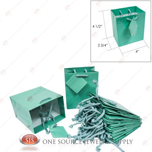 12 Solid Teal Blue Tote Gift Merchandise Bags 4&#034; x 2 3/4 &#034; x 4 1/2&#034;H