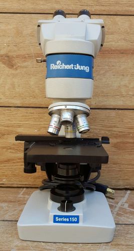 Reichert-Jung 150 Binocular Microscope w/ 4X 10X 40X 100X Objectives For Parts