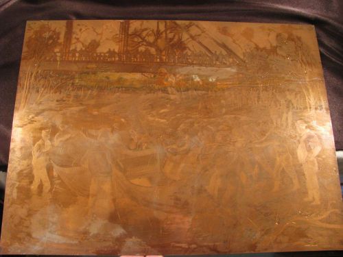 Signed Fred Shane The Hard Way WWII Copper Printing Plate Floating Jeep 1944