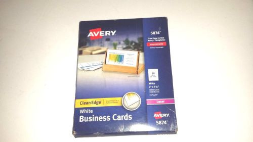AVERY #5874 LASER CLEAN EDGE WHITE BUSINESS CARDS 2&#039;&#039;X3-1/2&#039;&#039; 100 SHEETS 10 EACH