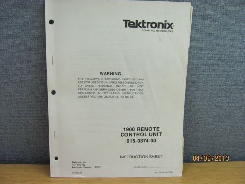 Tektronix 1900:  Remote Control Unit 015-0374-00 Instruction Manual w/schematics