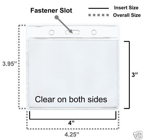 10 CLEAR VINYL BADGE HOLDER ID CARD - 4&#034;w X 3&#034; h Badge