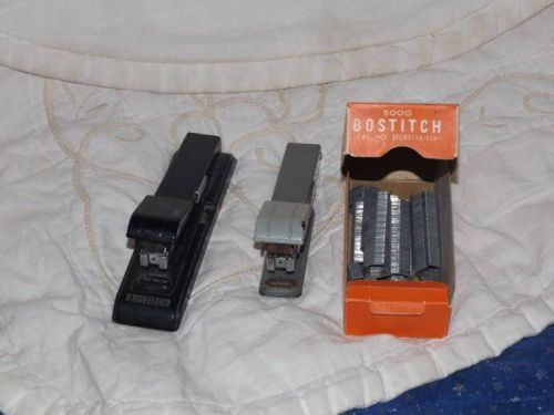 Lot of 2 Bostitch Staplers and a few Staples Black &amp; Grey
