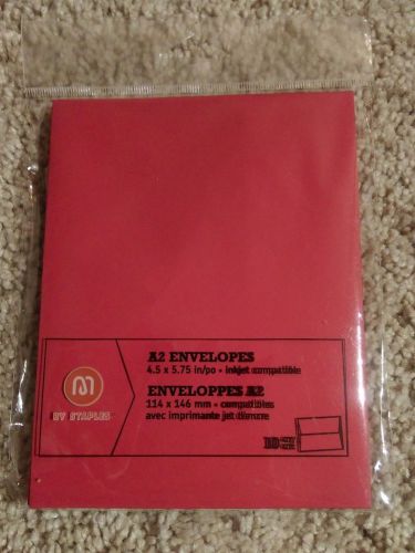 Staples Pack of 9 Red A2 Envelopes 4.5&#034; x 5.75&#034; Inkjet Compatible NEW NIP