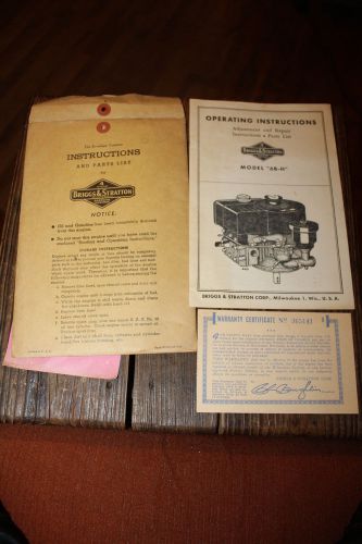 Vintage Briggs &amp; Stratton Model 6B-H Operating Instructions Parts List 1950&#039;s