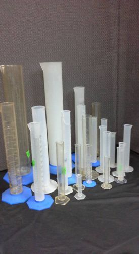 Graduated cylinder nalgene and other brands lot of 23 various sizes for sale