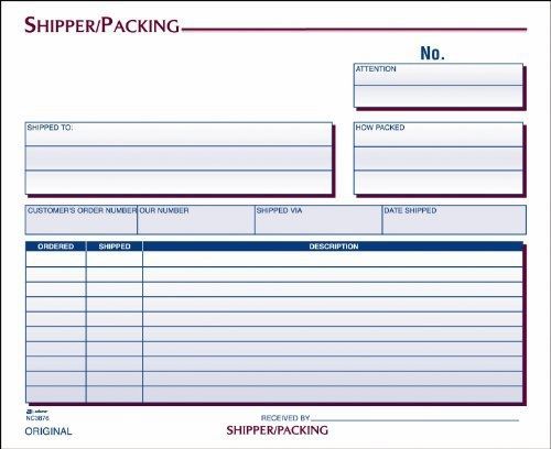 Adams shipper and packing slip unit set, 8.5 x 7.44 inch, 3-part, carbonless, for sale