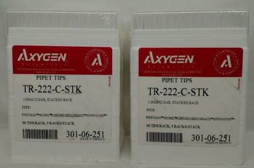 Axygen TR-222-C-STK Universal Graduated Pipet Tips with Bevelled Ends 96 Tips X2
