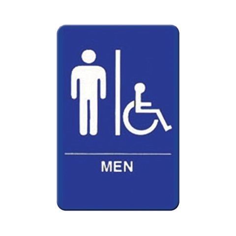 Winco SGN-652B, Information Sign, &#034;Men&#034;, 6&#034; x 9&#034;, Blue