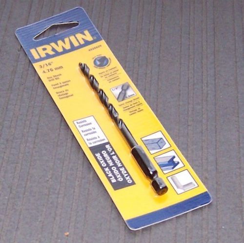 Irwin 4935639 3/16&#034; black oxide drill bit with 1/4&#034; quick change hex shank for sale
