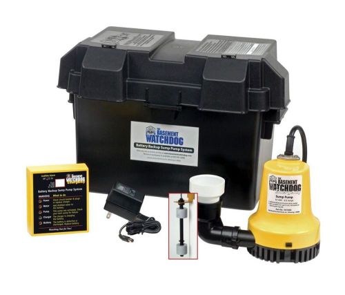 Basement watchdog emergency battery backup sump pump system for sale