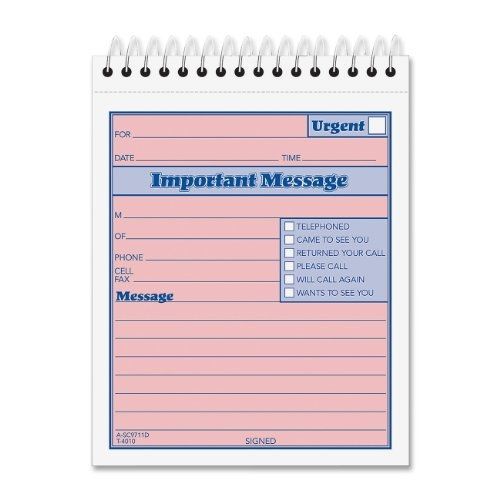 Tops TOPS 2-Part Carbonless Phone Message Book, 4.25 x 6 Inches, Top Spiral