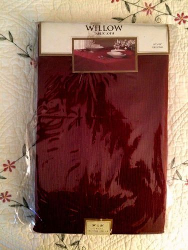 New Willow Deep Red/Burgundy 60&#034; x 84&#034; Oblong Holiday Tablecloth Table Cloth