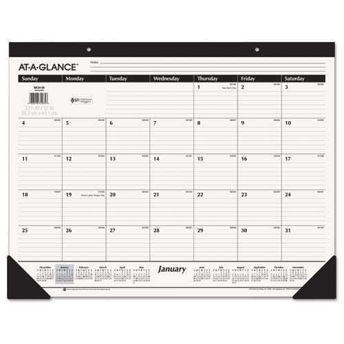 AT-A-GLANCE Desk Pad Calendar 2017, Monthly, Ruled, 21-3/4 x 17&#034;, Sold As 8 Per
