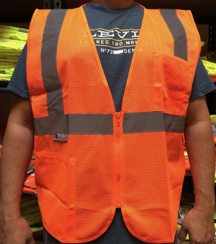 Radians 2 pockets orange mesh high visibility safety vest, ansi/ isea 107-2015 for sale