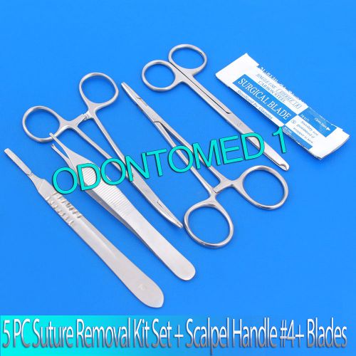 5 pc classic suture laceration removal kit set (scalpel handle #4+ 5 blades #24) for sale