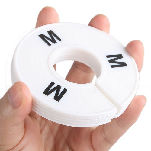 5pcs round white size ring clothes closet hanger rack size dividers &#034;m&#034; for sale