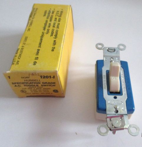 Hubbell Switch 1201-I  Spec Grade  Single Pole 15A-120-277 VAC  Ivory