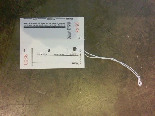 1000 perforated tags pre-numbered claim two part merchandise for sale