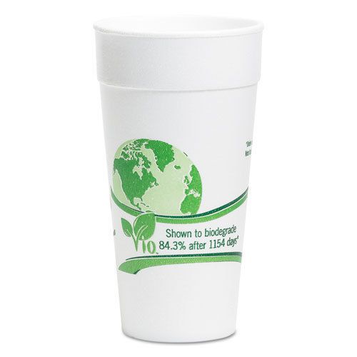 &#034;vio biodegradable cups, foam, 20 oz, white/green, 500/carton&#034; for sale