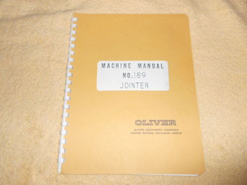 OLIVER 189 Wood Planer &amp; Jointer Operator and Parts Manual