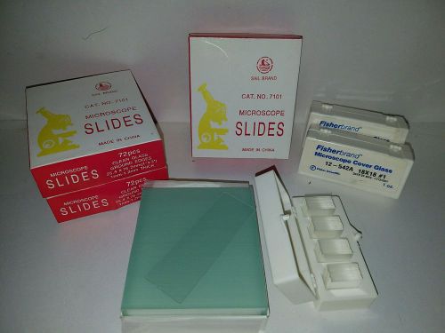 216 pcs 7101 reusable microscope blank glass slides and 3 oz of cover glasses for sale