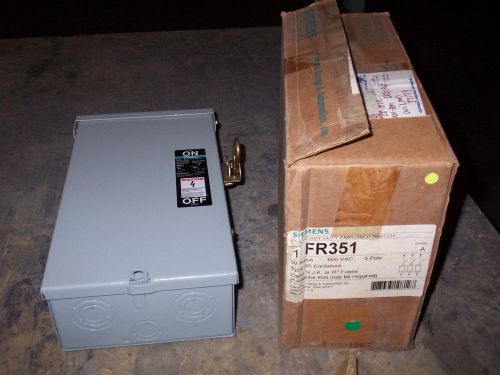 New Siemens FR351 30 Amp 600v Fusible 3R 3Ph Safety Switch Disconnect