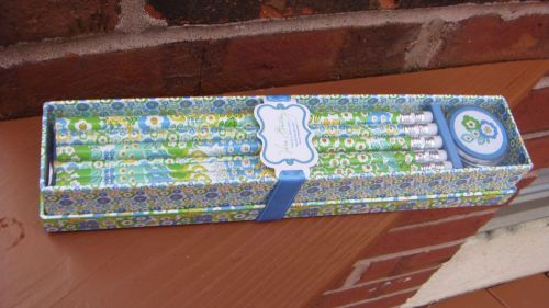 NWT VERA BRADLEY English Meadow Pencil &amp; Sharpener Set