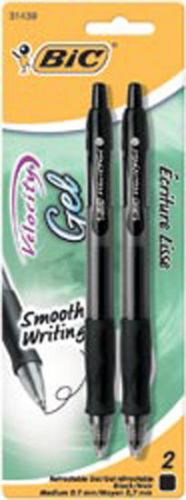Black - bic velocity gel retractable pens medium point 2/pkg for sale